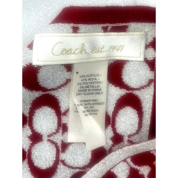 Coach Red Signature C Printed Wool Blend Scarf – 60” x 7” – Excellent Condition - Picture 6 of 10